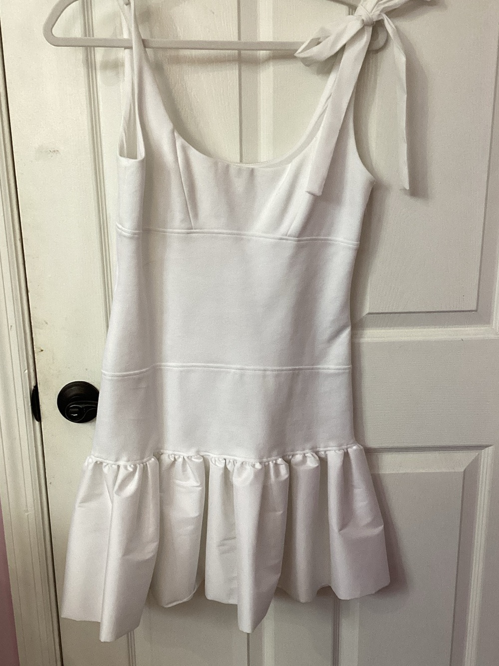 Sandro White Tie-Shoulder Ruffle-Hem Kids Dress